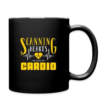 Scanning hearts is my cardio - Tasse einfarbig - Schwarz - Rechts