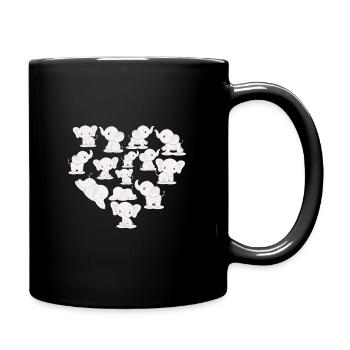 Herz Elefant - Tasse einfarbig - Schwarz - Rechts