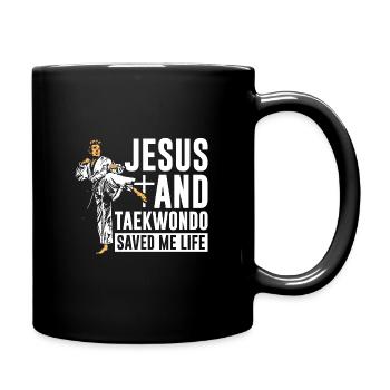 Jesus and Taekwondo saved me life - Tasse einfarbig - Schwarz - Rechts