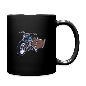 Motorrad mit Surfbrett - Tasse einfarbig - Schwarz - Rechts