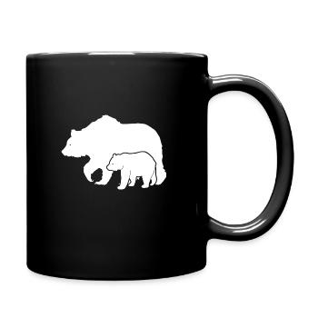 Bear animal wilderness bear cub with mother father - Full Colour Mug - black - Right