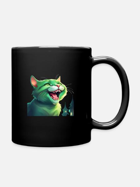 Chat vert joyeux - Mug uni - noir