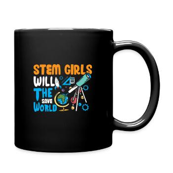 Stem Girls will save the world - Tasse einfarbig - Schwarz - Rechts