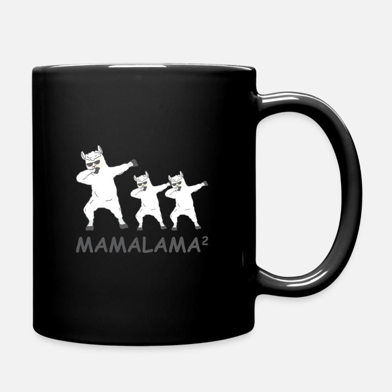 Schwanger werdene Mutter Zwillinge Lama - Tasse einfarbig - Schwarz
