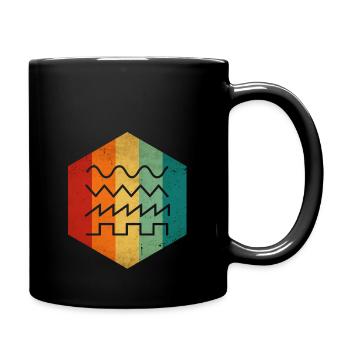 Vintage synthesizer analog synth waveform music - Full Colour Mug - black - Right
