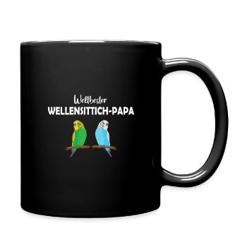 Weltbester Wellensittich-Papa - Tasse einfarbig - Schwarz - Rechts