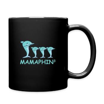 Schwanger werdene Mutter Drillinge Delfin - Tasse einfarbig - Schwarz - Rechts