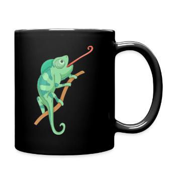 Caméléon vert - Mug uni - noir - Droite