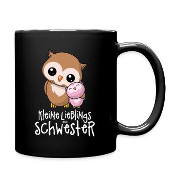 Kleine Lieblingsschwester - Beste Schwester Eulen - Tasse einfarbig - Schwarz - Rechts