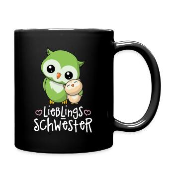 Lieblingsschwester - Beste Schwester Geschwister - Tasse einfarbig - Schwarz - Rechts
