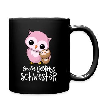 Große Lieblingsschwester - Beste Schwester Eulen - Tasse einfarbig - Schwarz - Rechts