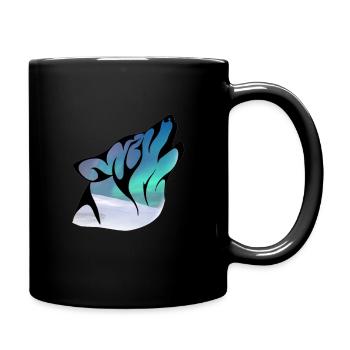 Wolf mit Polarlichtern - Tasse einfarbig - Schwarz - Rechts