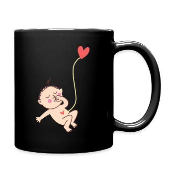 Baby im Bauch - Tasse einfarbig - Schwarz - Rechts
