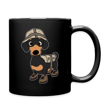 Dackel Wandern Abenteuer Natur Teckel Geschenke - Tasse einfarbig - Schwarz - Rechts