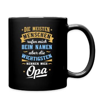 Die wichtigsten Menschen nennen mich Opa - Tasse einfarbig - Schwarz - Rechts