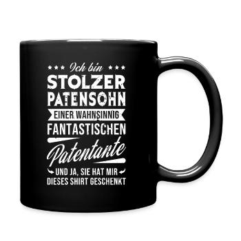 Stolzer Patensohn einer fantastischen Patentante - Tasse einfarbig - Schwarz - Rechts