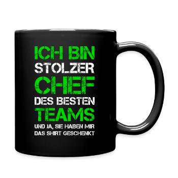 Stolzer Chef Des Besten Teams Geschenk Mitarbeiter - Tasse einfarbig - Schwarz - Rechts