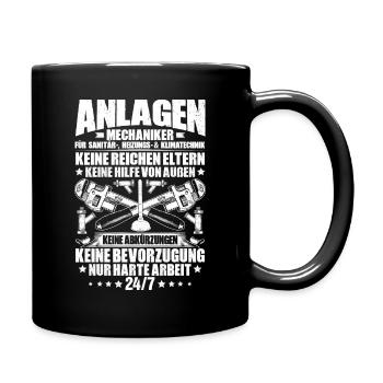Anlagenmechaniker Klempner Sanitär Heizung Klima - Tasse einfarbig - Schwarz - Rechts