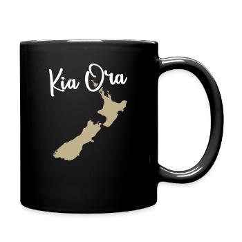 Kia Ora - Neuseeland Karte anzeigen - Tasse einfarbig - Schwarz - Rechts