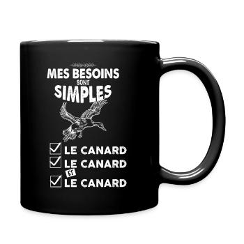 Humour chasse au canard, cadeau chasseur - Mug uni - noir - Droite