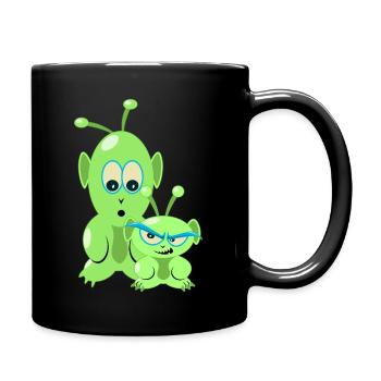 Deux petits aliens drôles - des martiens cool - Mug uni - noir - Droite
