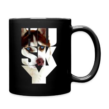 Husky Kupfer rot Kopf im Text - Tasse einfarbig - Schwarz - Rechts