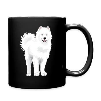 Cute snow white Samoyed dog - Full Colour Mug - black - Right