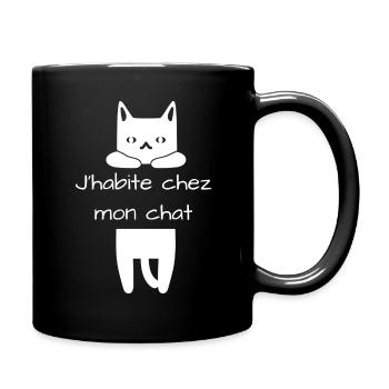 j’habite chez mon chat humour - Mug uni - noir - Droite