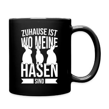 Zuhause bei meinen Hasen - Tasse einfarbig - Schwarz - Rechts