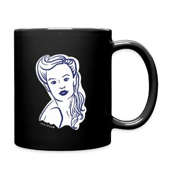 40er Jahre / Frau Porträt / Frauenpower / minavi - Tasse einfarbig - Schwarz - Rechts