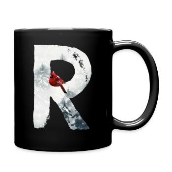R – caractère décoratif – hiver - Mug uni - noir - Droite