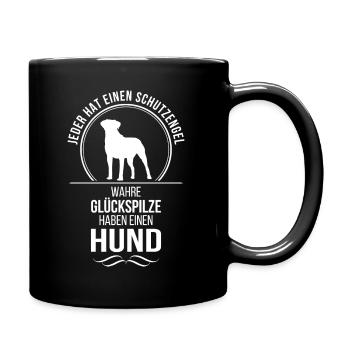 Hund Schutzengel Hundespruch Hunde Spruch Wilsigns - Tasse einfarbig - Schwarz - Rechts