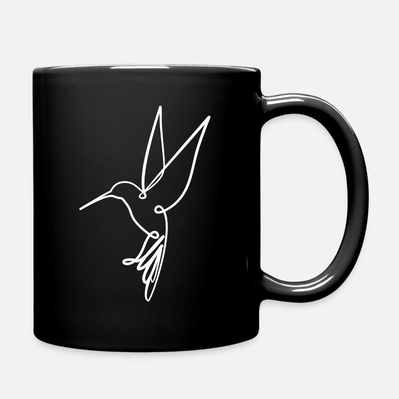 Kolibri Vogel Strichzeichnung minimalistisch - Tasse einfarbig - Schwarz