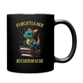 Bücherdrachen Bücher Drachen Lesen Leser Fantasy - Tasse einfarbig - Schwarz - Rechts