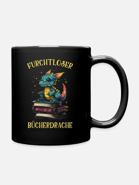 Bücherdrachen Bücher Drachen Lesen Leser Fantasy - Tasse einfarbig - Schwarz