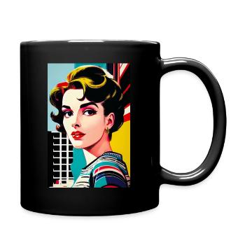 Comic-Mädchen - Tasse einfarbig - Schwarz - Rechts