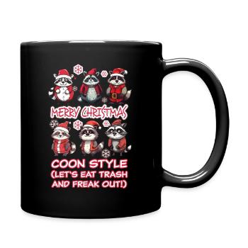 Lass uns Müll essen und ausflippen - Frohe Weihnachten - Tasse einfarbig - Schwarz - Rechts