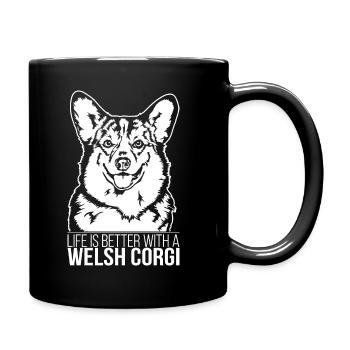 Welsh Corgi life is better Dog Saying Wilsigns - Full Colour Mug - black - Right