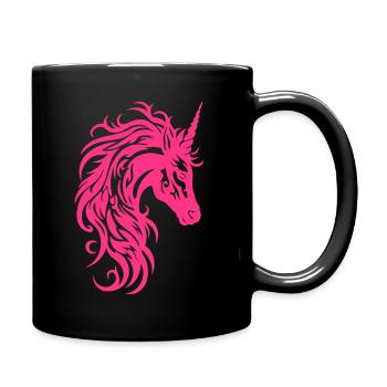 Einfarbiges Tribal Einhorn - Tasse einfarbig - Schwarz - Rechts