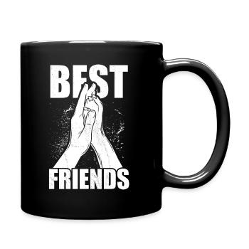 Hand + Hundepfote - Best Friends - Hunde Fan - Tasse einfarbig - Schwarz - Rechts