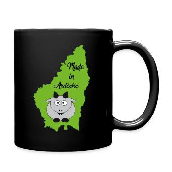 Made in Ardèche tracé dépt - Mug uni - noir - Droite