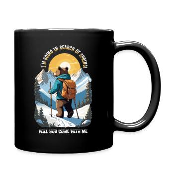 Bär sucht den Frühling - Tasse einfarbig - Schwarz - Rechts
