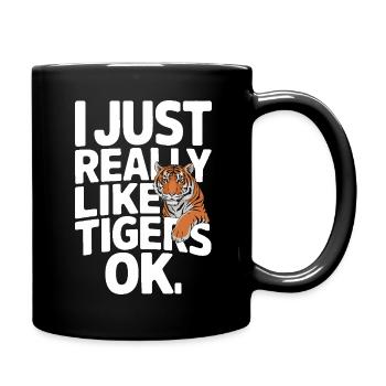 Tiger Tier Zoo Wildtier - Tasse einfarbig - Schwarz - Rechts