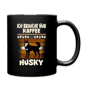 Husky and coffee - Full Colour Mug - black - Right