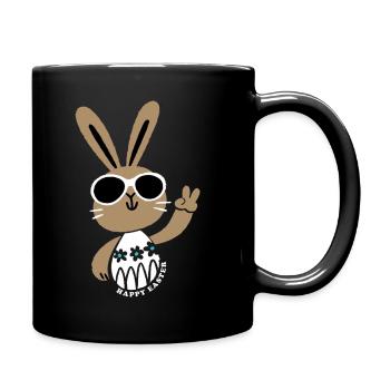 Happy Easter - Osterhase - Osterei - Geschenk - Tasse einfarbig - Schwarz - Rechts
