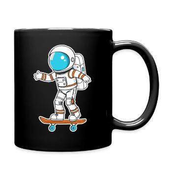 Astronaut on skateboard - Full Colour Mug - black - Right