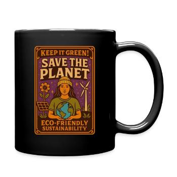 Retro Umwelt-Design Save the Planet - Tasse einfarbig - Schwarz - Rechts