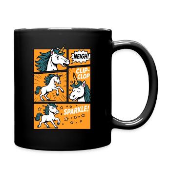 Conception de bande dessinée Licorne heureuse - Mug uni - noir - Droite