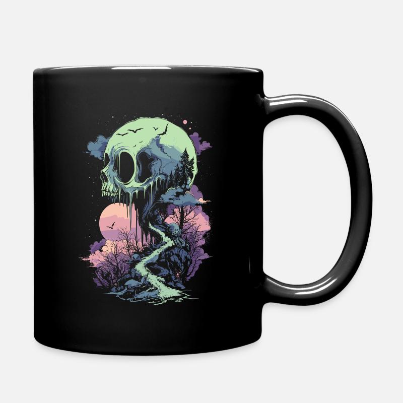 Fantasiewelt Totenkopf punk gothic - Tasse einfarbig - Schwarz