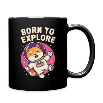 Astronaut Hund Illustration - Tasse einfarbig - Schwarz - Rechts